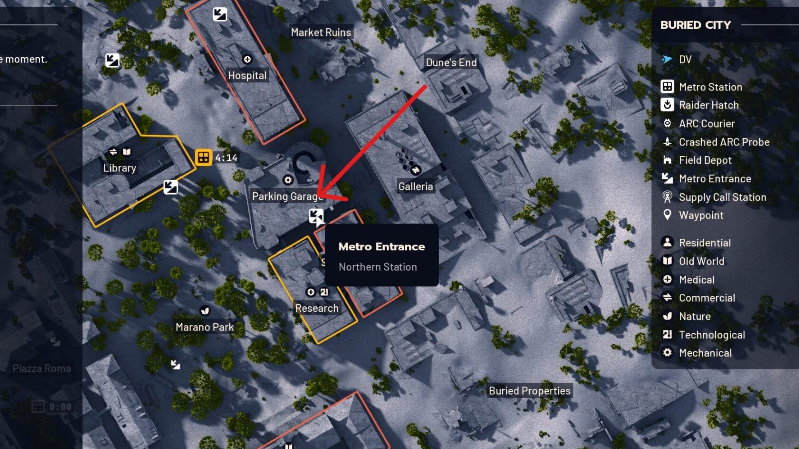 Parking garage extract path