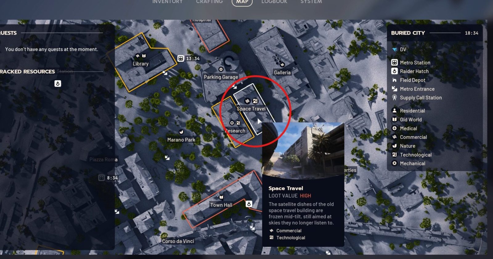 Space Travel Building location