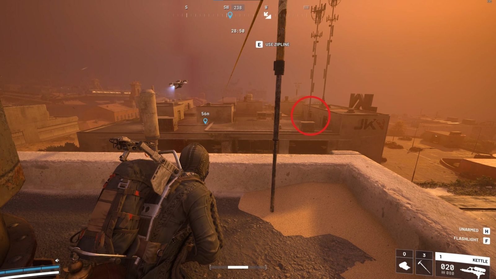 Zipline end on Space Travel roof