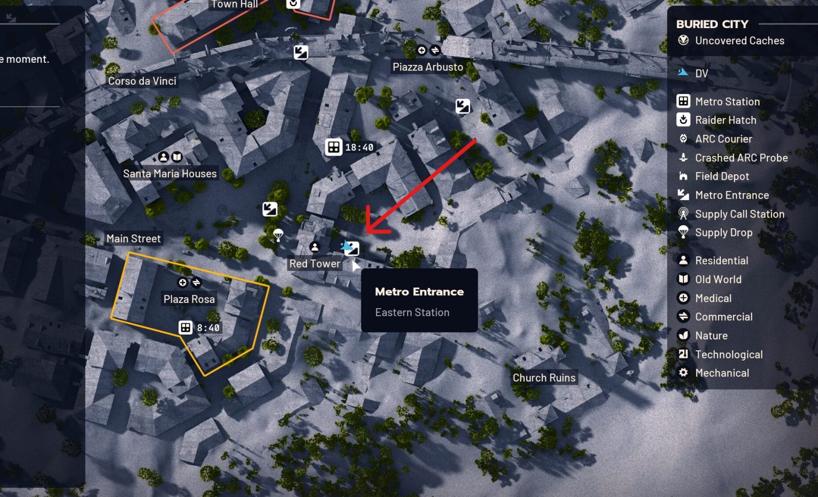 Metro extract beside Red Tower